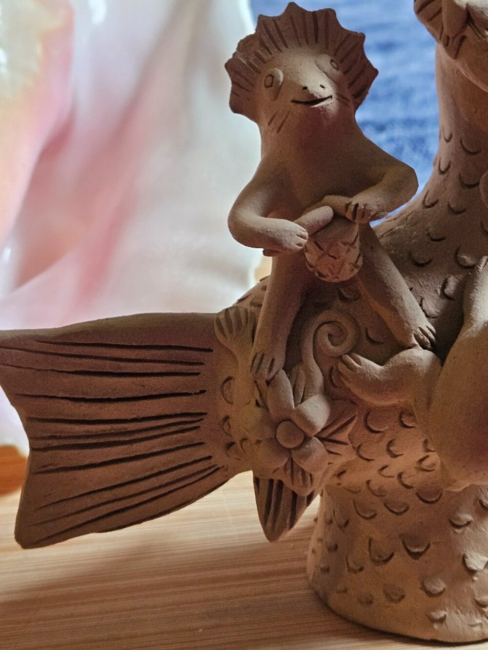 RARE VINTAGE OAXACAN CLAY MERMAID AND FRIENDS SCULPTURE IRMA BLANCO! SIGNED ! - Picture 2 of 13